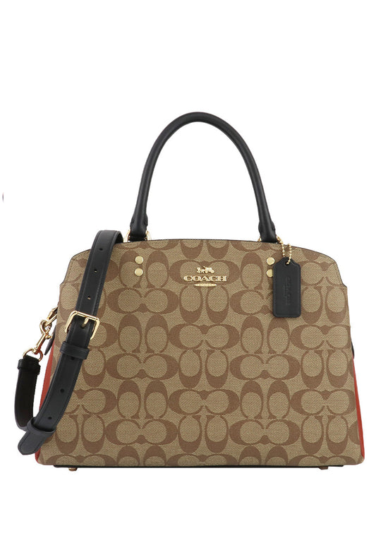 Coach Lillie Carryall In Colorblock Signature Canvas - Brown