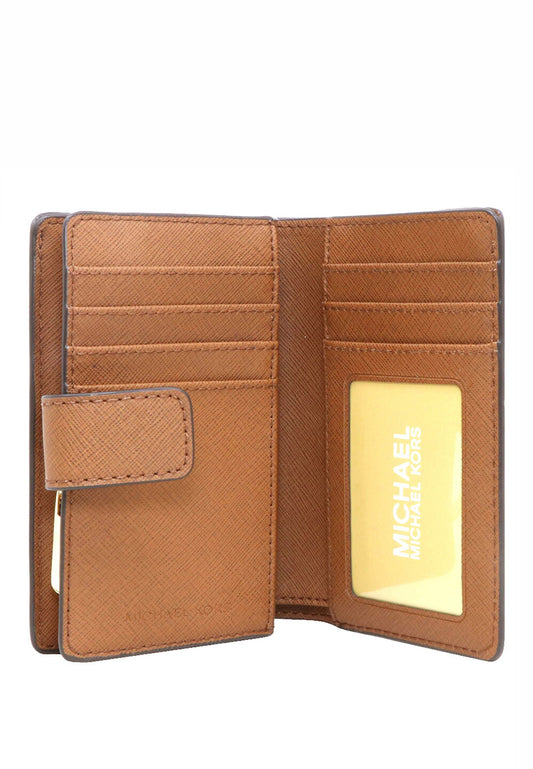 Michael Kors Jet Set Travel Signature Medium Bifold Zip Coin Wallet - Brown