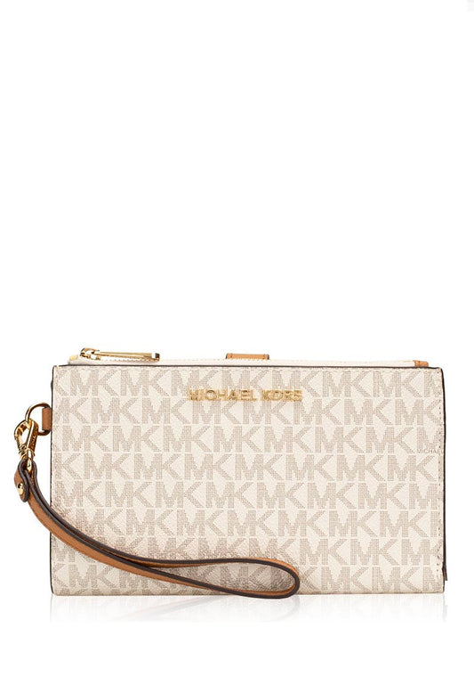 Michael Kors Jet Set Travel Large Double Zip Wristlet In Signature - Vanila