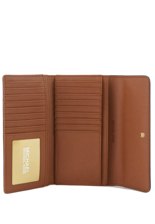 Michael Kors Jet Set Travel Large Trifold Wallet In Signature - Brown