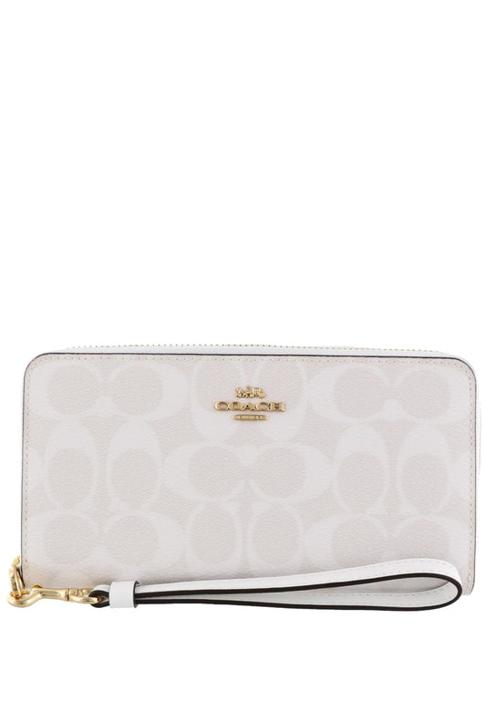 Coach Long Zip Around Wallet In Signature Canvas - White