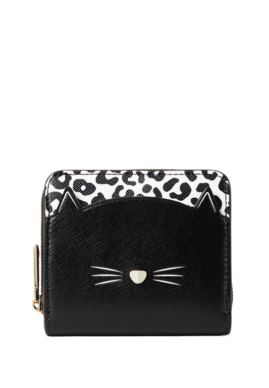 Kate Spade Meow Cat Small Zip Around Wallet - Black