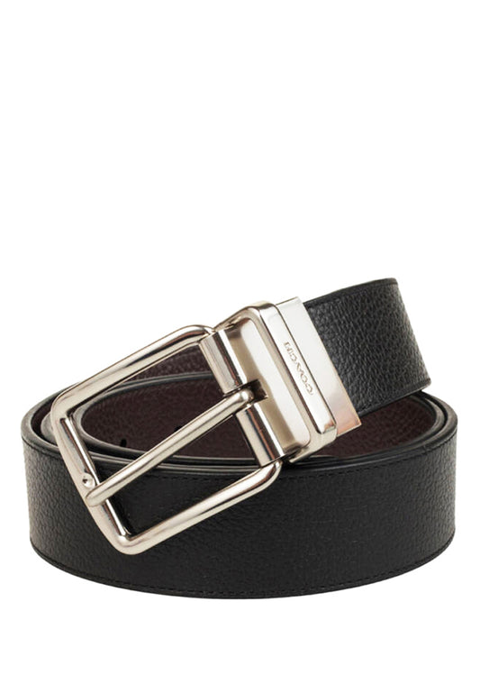 Coach Wide Harness Cut-To-Size Reversible Pebble Leather Belt 38mm - Black/Dark Brown