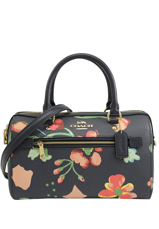 Coach Rowan Satchel With Dreamy Land Floral Print - Black