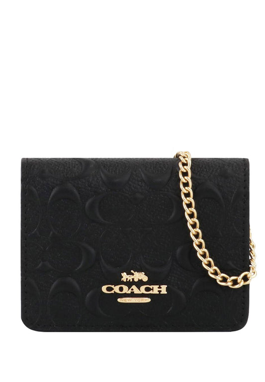 Coach Mini Wallet On A Chain In Signature Leather - Black