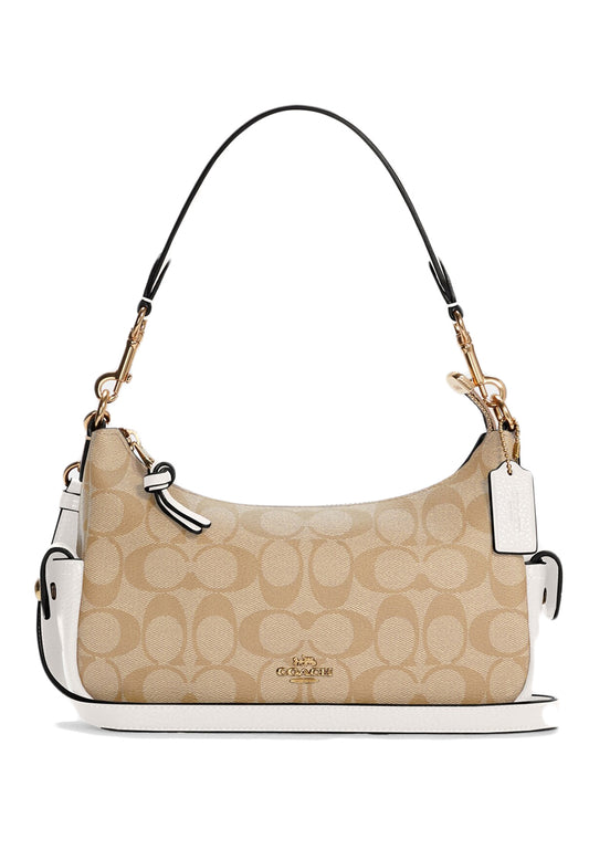 Coach Pennie Shoulder Bag 25 In Signature Canvas - Light Brown/White