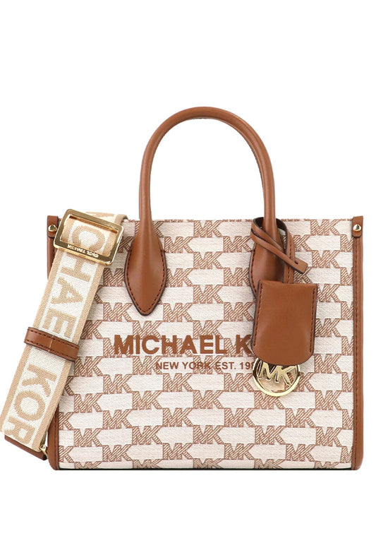 Michael Kors Mirella Small Logo Jacquard Crossbody Bag - Brown