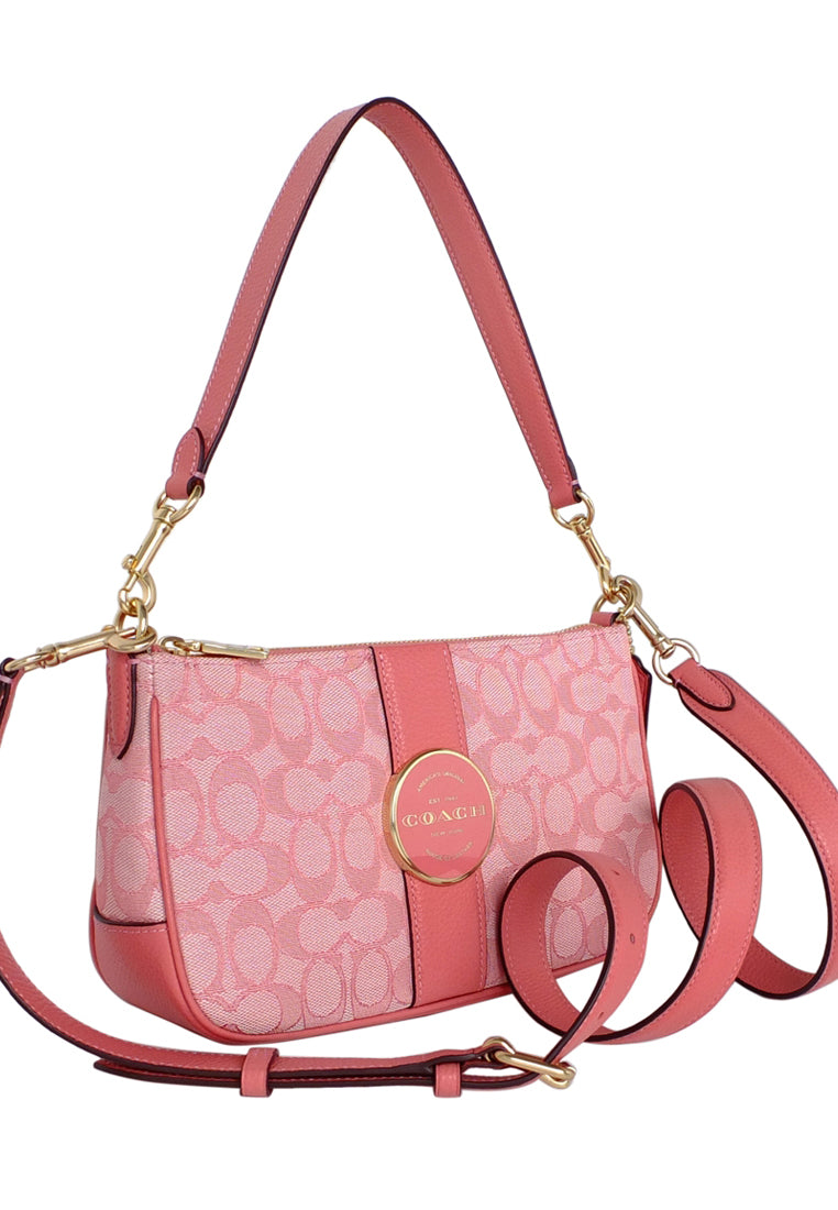 Coach Lonnie Baguette In Signature Jacquard - Taffy