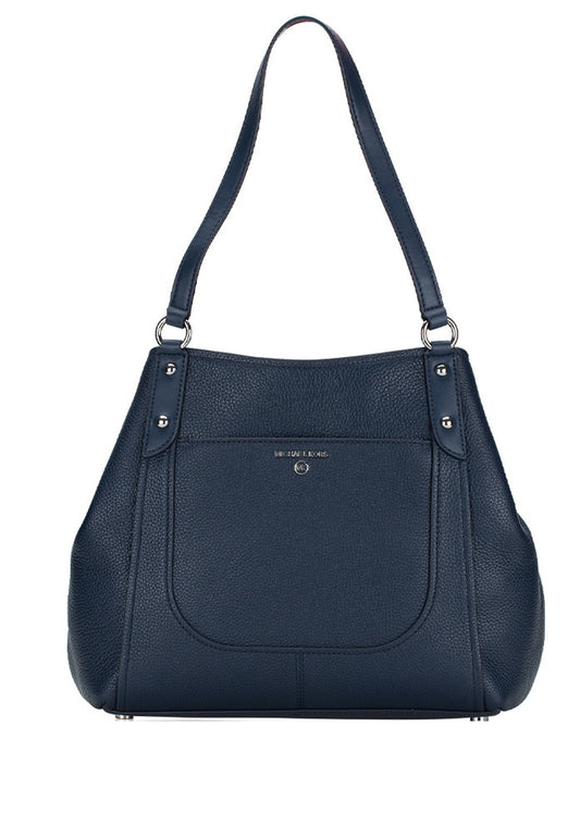 Michael Kors Molly Large Pebbled Leather Tote Bag - Navy