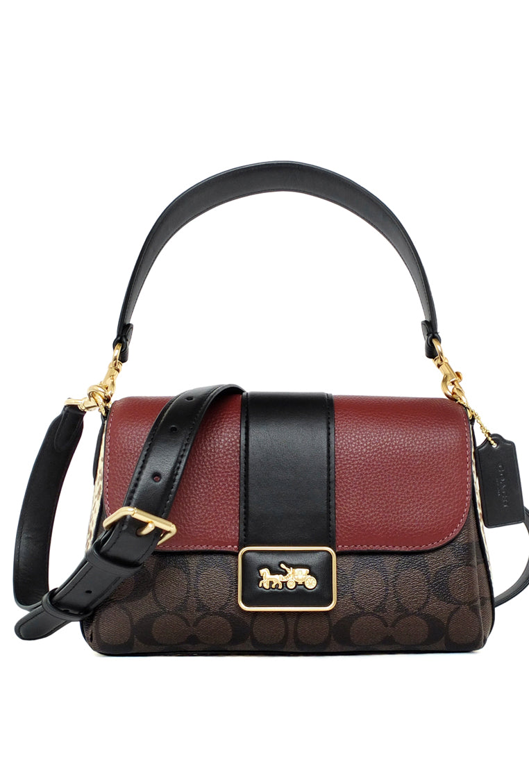 Coach Grace Shoulder Bag In Signature Canvas Dark Brown