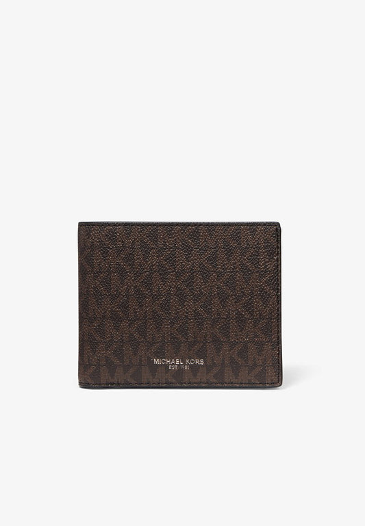 Michael Kors Men Cooper Billfold with Passcase - Signature Dark Brown