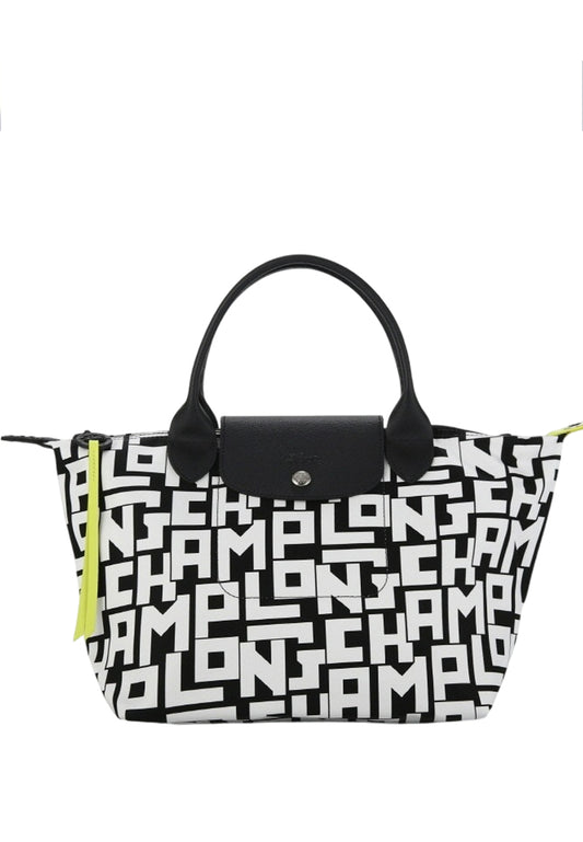Longchamp Le Pliage LGP Small Top Handle Bag - White/Black
