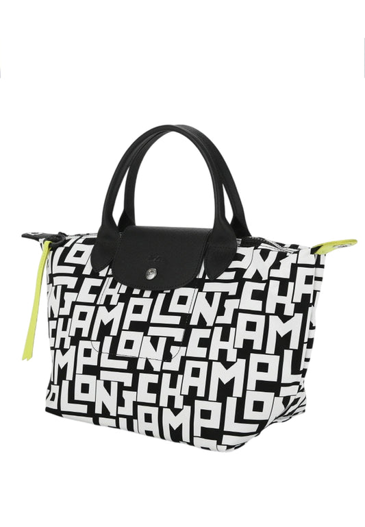 Longchamp Le Pliage LGP Small Top Handle Bag - White/Black