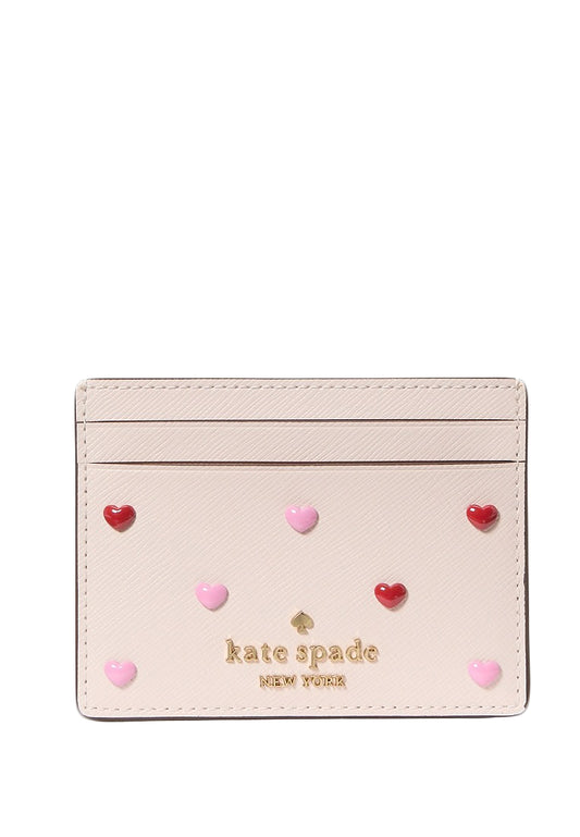 Kate Spade Boxed Madison Heart Studs Small Slim Card Holder - Pink