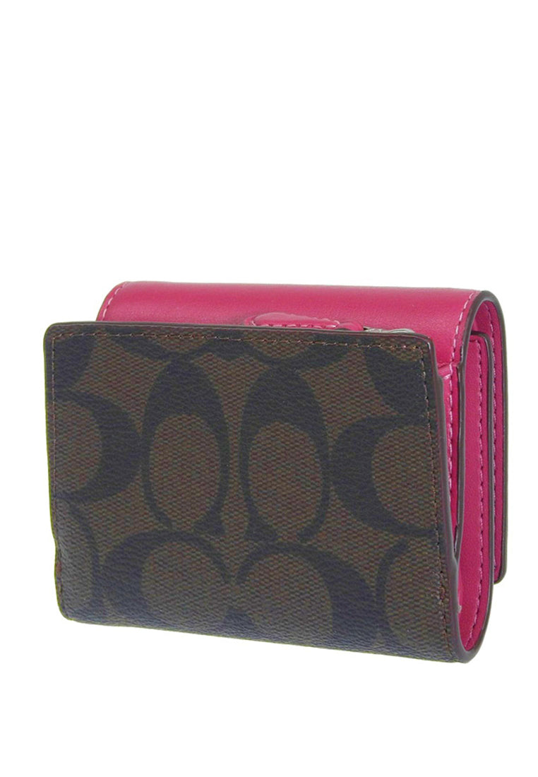 Coach Micro Wallet In Signature Canvas - Brown/Bright Violet