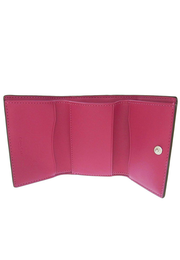 Coach Micro Wallet In Signature Canvas - Brown/Bright Violet