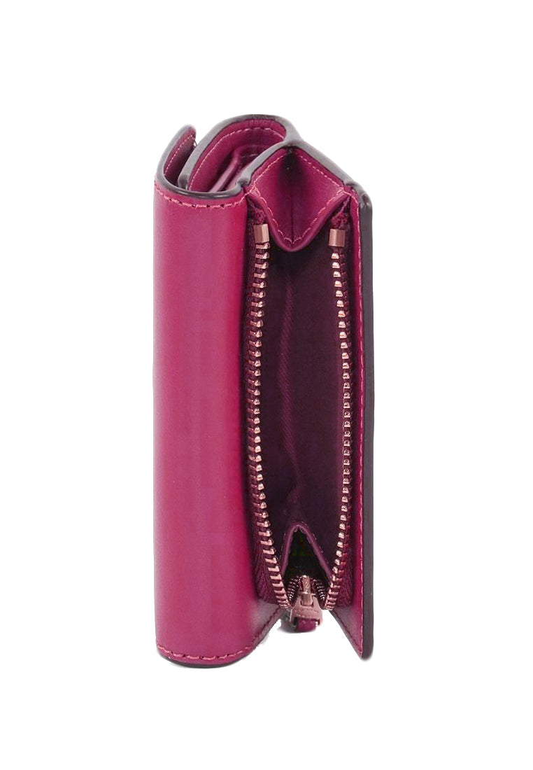 Coach Micro Wallet In Signature Canvas - Brown/Bright Violet
