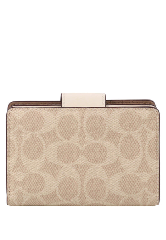 Coach Medium Corner Zip Wallet In Signature Canvas - Sand White
