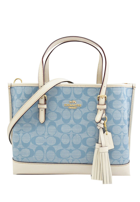 Coach Mollie Tote 25 In Signature Chambray - Blue/White