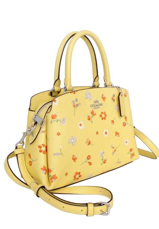 Coach Mini Lillie Carryall With Mystical Floral Print - Yellow Multi