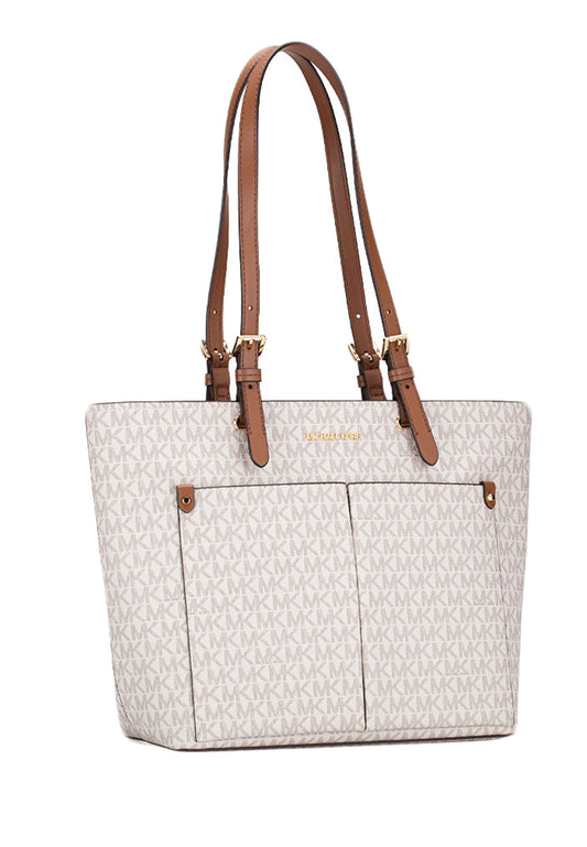 Michael Kors Jet Set Medium Logo Pocket Tote Bag - Vanilla