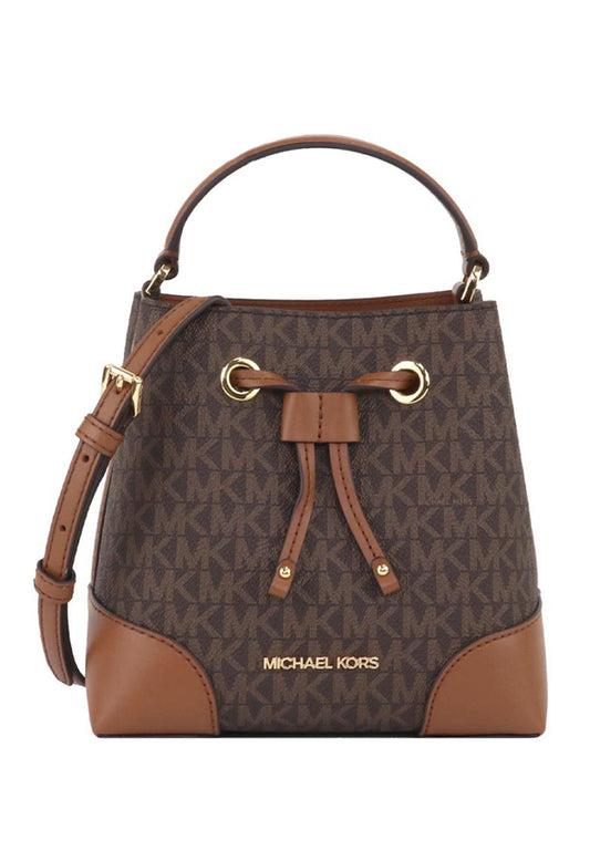 Michael Kors Mercer Small Logo Signature Bucket Bag - Brown