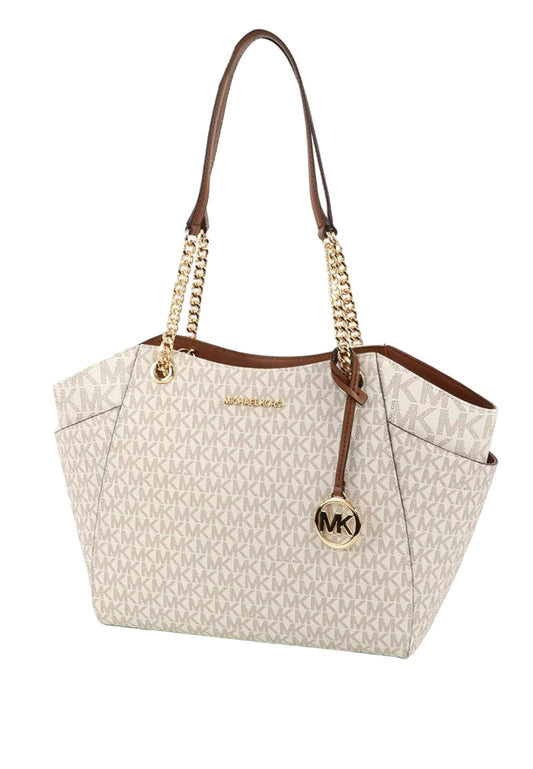 Michael Kors Jet Set Travel Large Chain Shoulder Bag In Signature - Vanilla