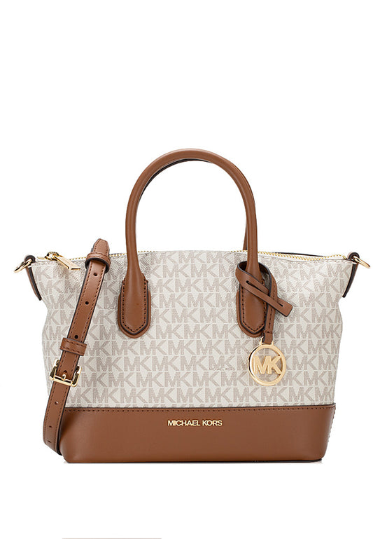 Michael Kors Hyde Small Logo Satchel - Vanilla/Brown