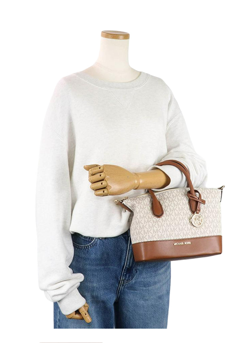 Michael Kors Hyde Small Logo Satchel - Vanilla/Brown