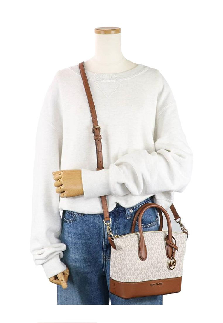 Michael Kors Hyde Small Logo Satchel - Vanilla/Brown