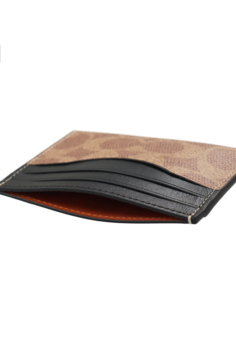 Coach Slim ID Card Case In Signature Canvas - Tan Brown