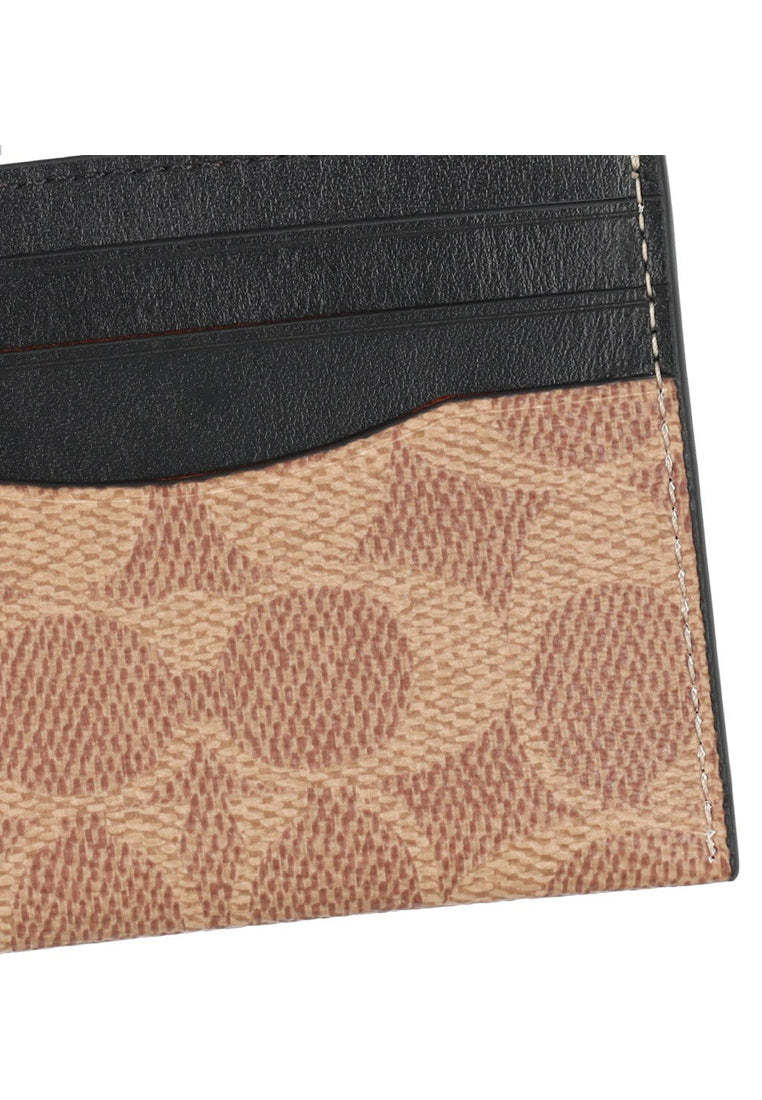 Coach Slim ID Card Case In Signature Canvas - Tan Brown