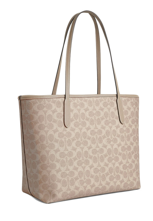Coach City Tote Bag In Signature Canvas - Sand Beige