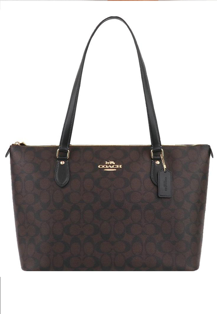 Coach Gallery Tote In Signature Canvas - Dark Brown