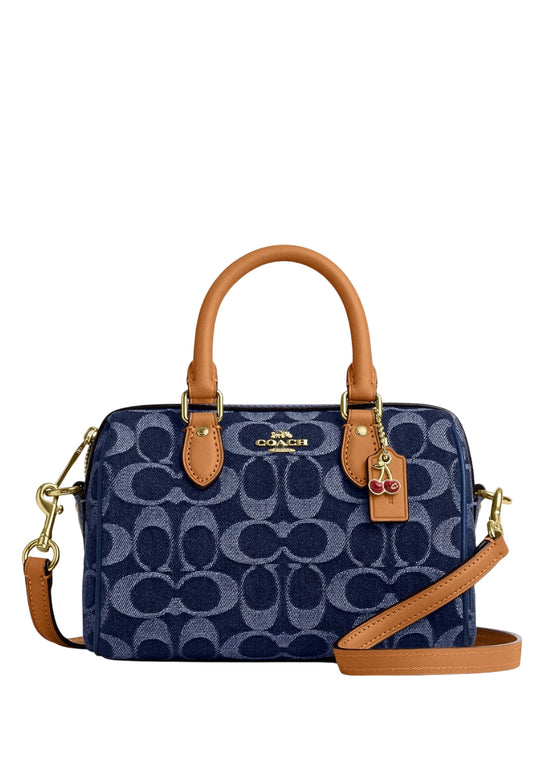Coach Mini Rowan Crossbody Bag In Signature Denim - Denim