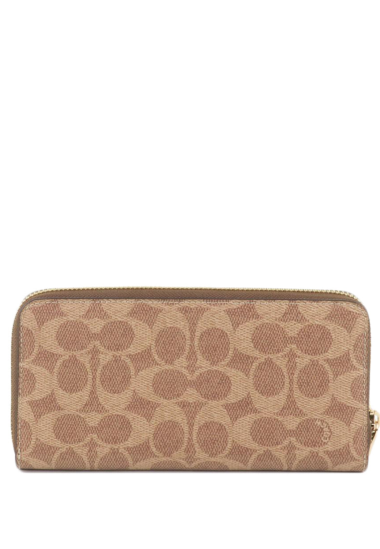 Coach Long Zip Around Wallet In Signature Canvas - Tan/Brown
