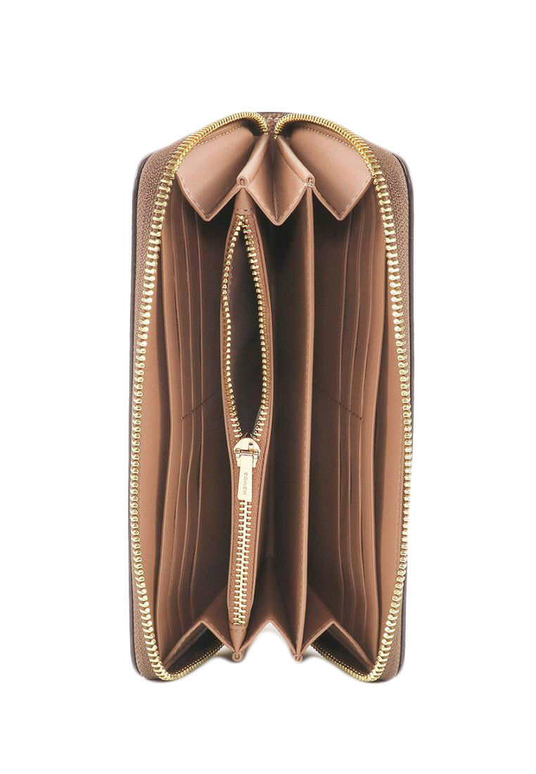 Coach Long Zip Around Wallet In Signature Canvas - Tan/Brown