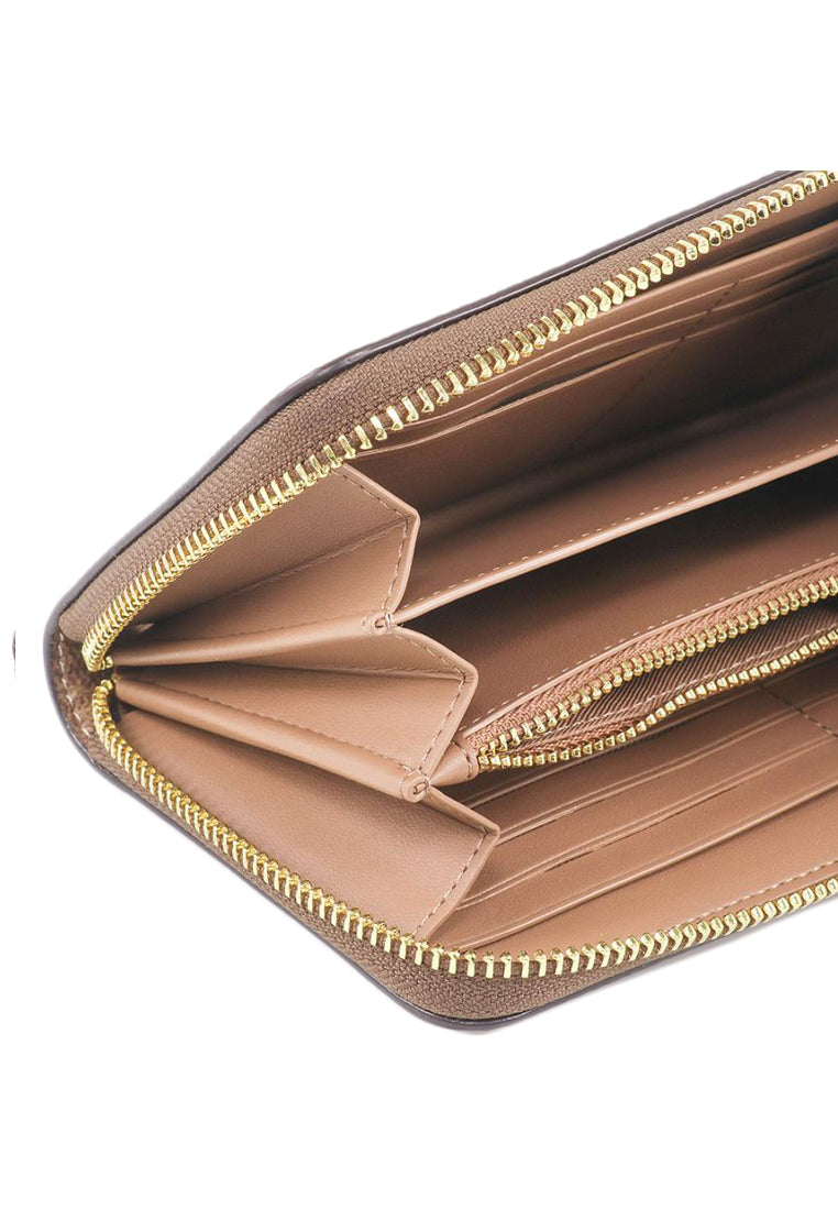 Coach Long Zip Around Wallet In Signature Canvas - Tan/Brown