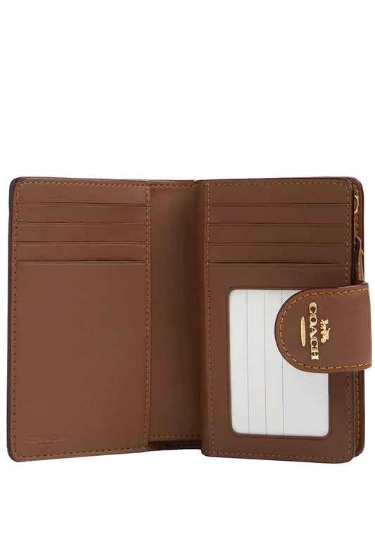 Coach Medium Corner Zip Wallet In Signature Canvas With Floral Print - Khaki/Multi