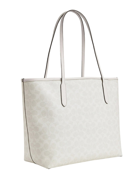 Coach City Tote Bag In Signature Canvas - White/Chalk