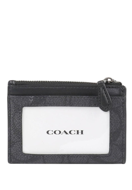 Coach Mini Skinny ID Case In Signature Canvas - Charcoal/Black