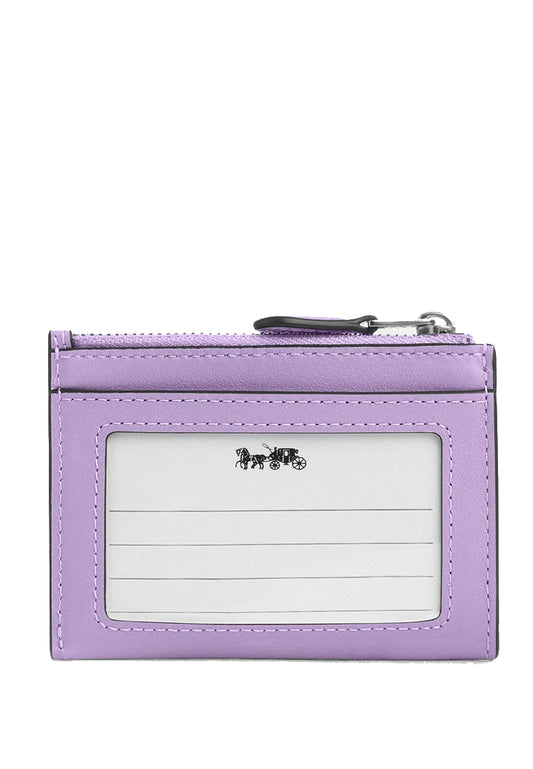 Coach Mini Skinny ID Case With Floral Applique - Lilac Purple