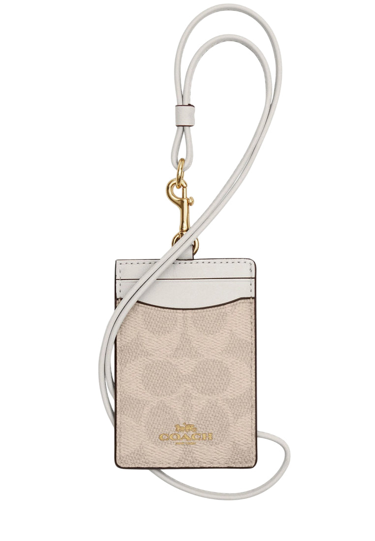 Coach ID Lanyard In Signature Canvas - Sand/White