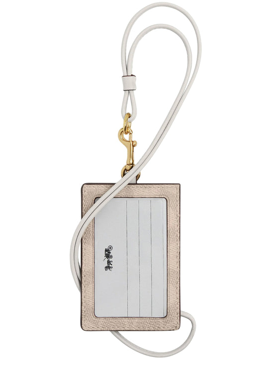 Coach ID Lanyard In Signature Canvas - Sand/White