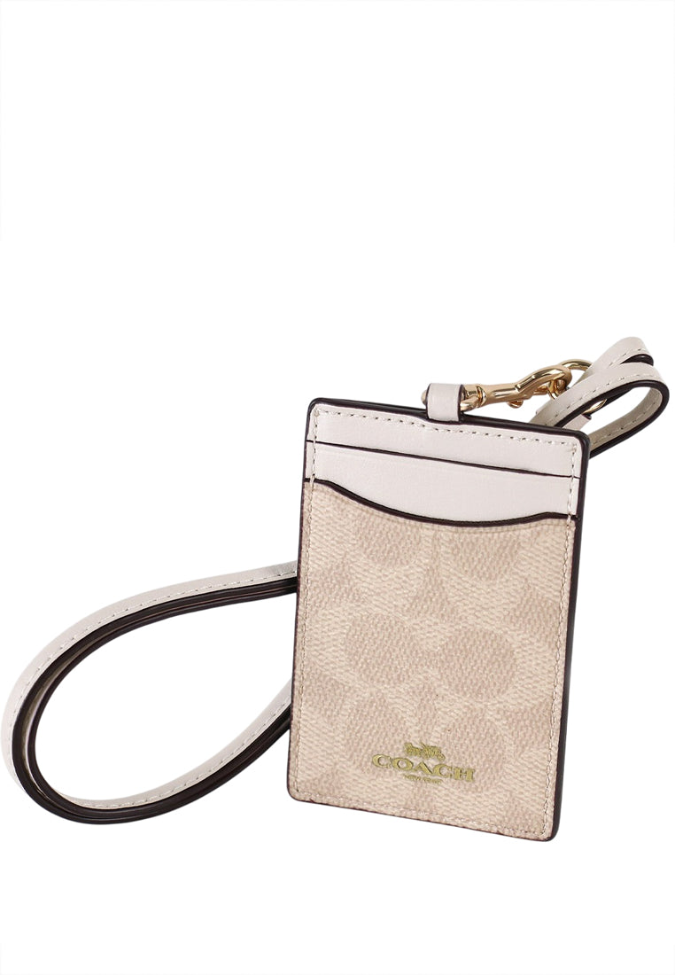 Coach ID Lanyard In Signature Canvas - Sand/White