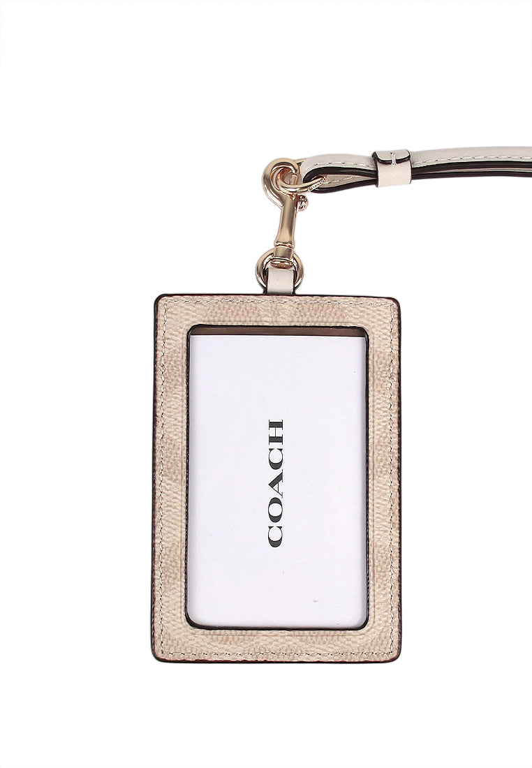 Coach ID Lanyard In Signature Canvas - Sand/White