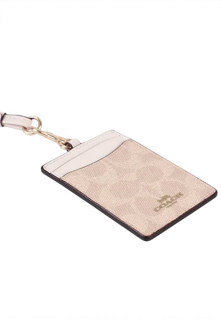 Coach ID Lanyard In Signature Canvas - Sand/White