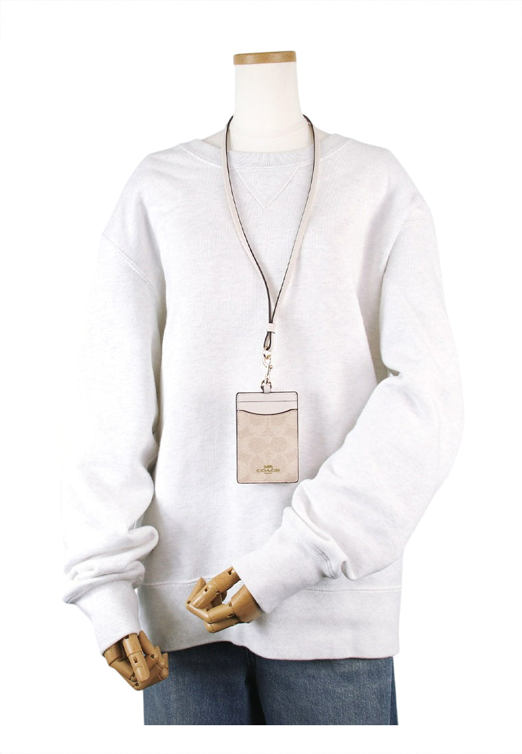 Coach ID Lanyard In Signature Canvas - Sand/White