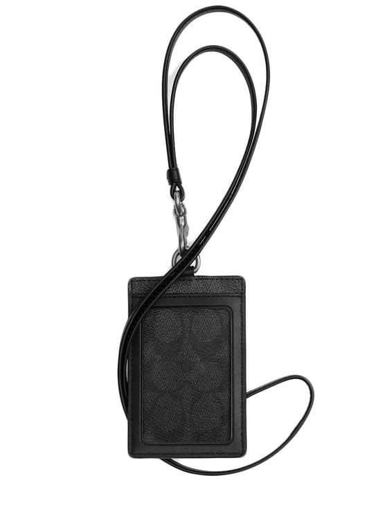 Coach Mens ID Lanyard In Signature Canvas - Charcoal