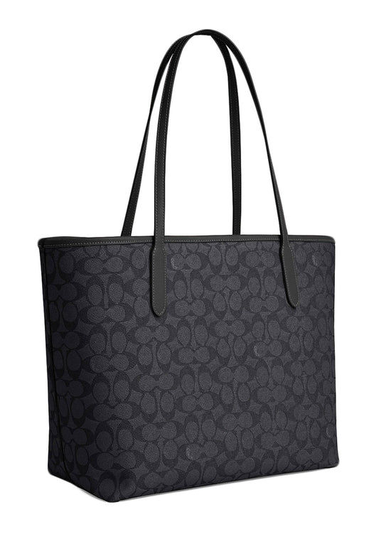Coach City Tote Bag In Signature Canvas - Charcoal Black